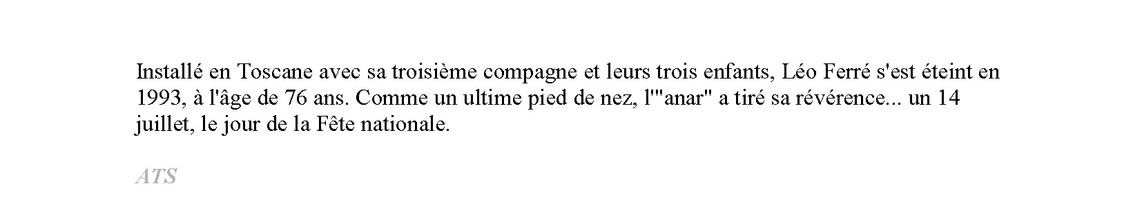 22/08/2016 Le nouvelliste il y a 100 ans naissait Léo Ferré