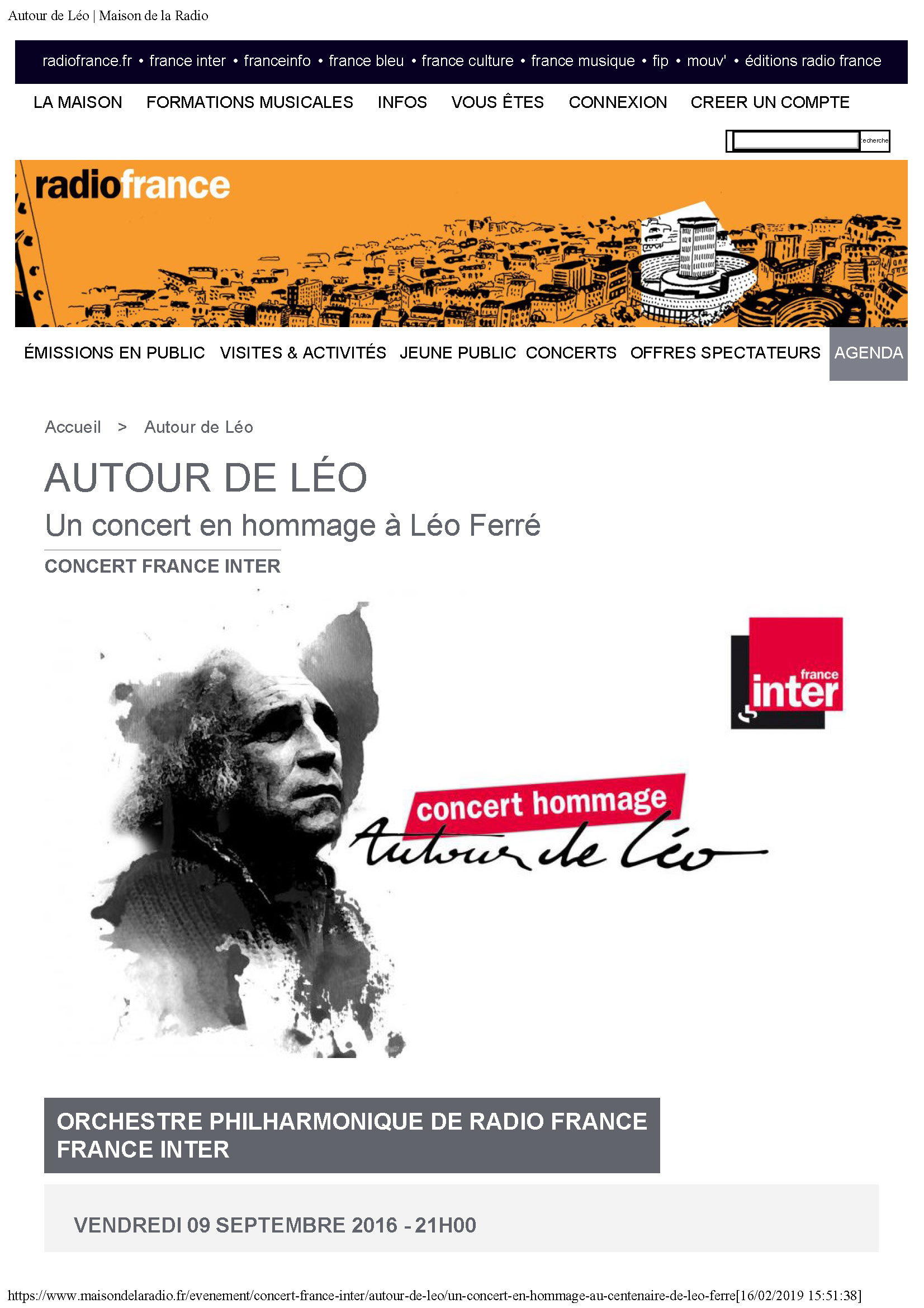 09/09/2016 La Maison de la Radio Autour de Léo