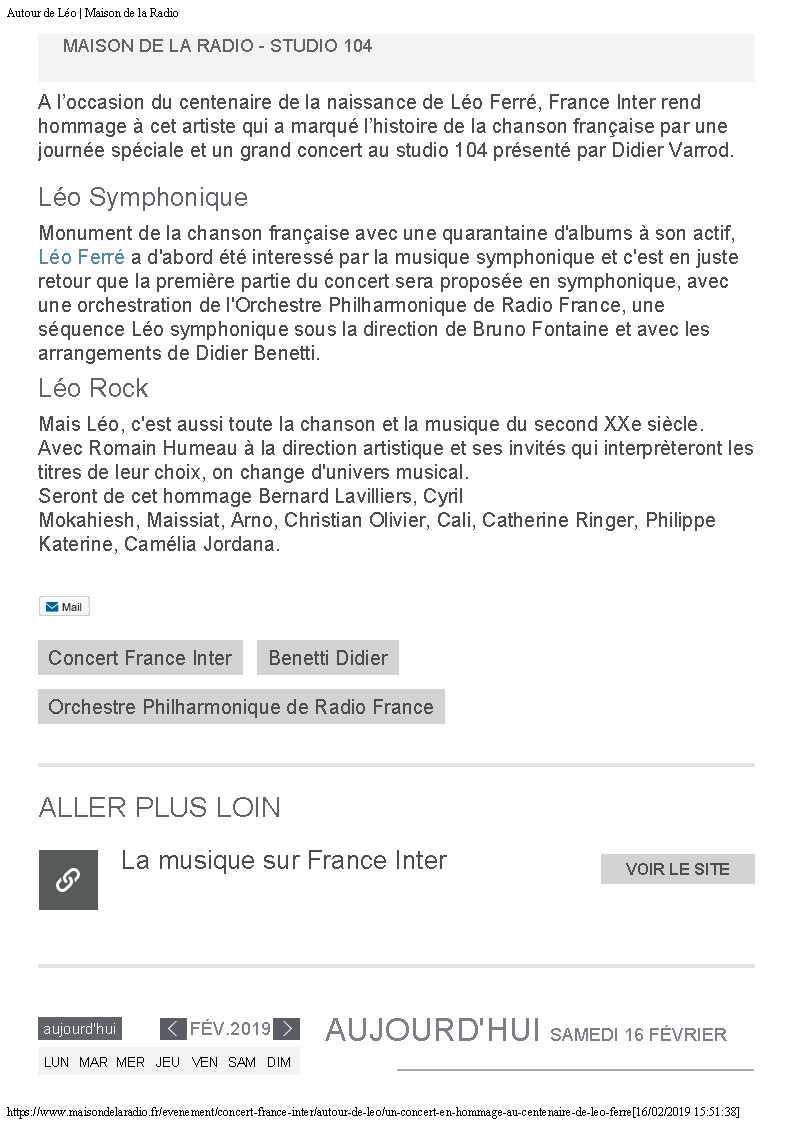 09/09/2016 La Maison de la Radio Autour de Léo