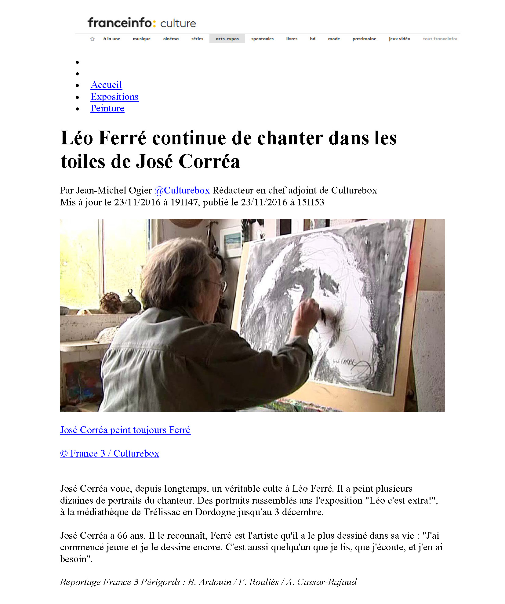 22/11/2016 Exposition José Correa Léo, C'est extra !