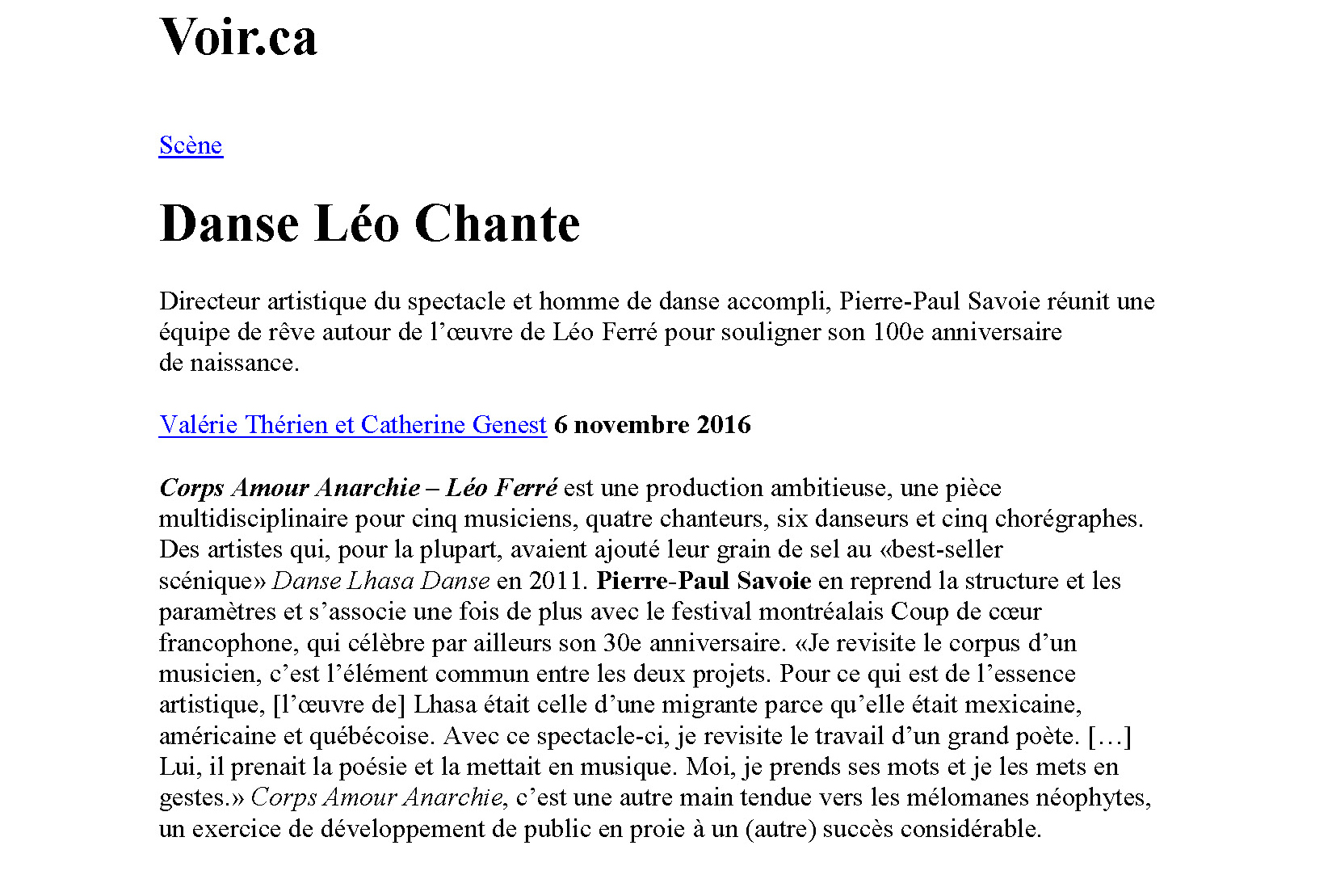 06/11/2016 Danse Léo chante