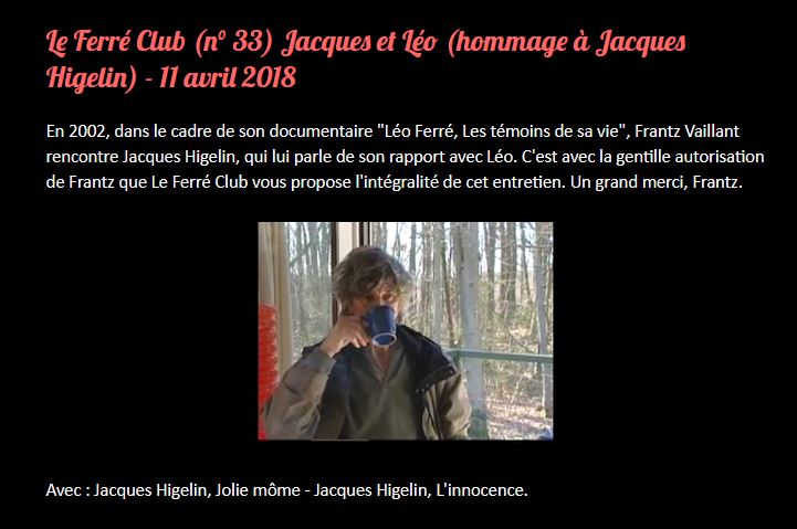 LE-FERRÉ CLUB 11/04/2018 Jacques Higelin