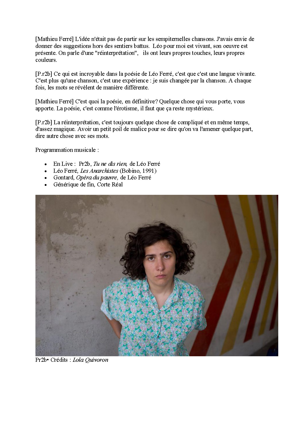 11/04/2018 France Culture Mathieu Ferré et Pr2b