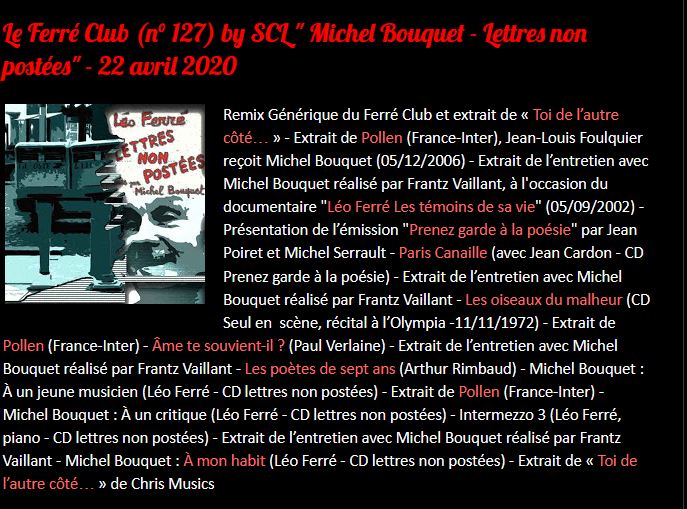  22/04/2020 FERRE-CLUB by SCL Michel Bouquet Lettres non postées