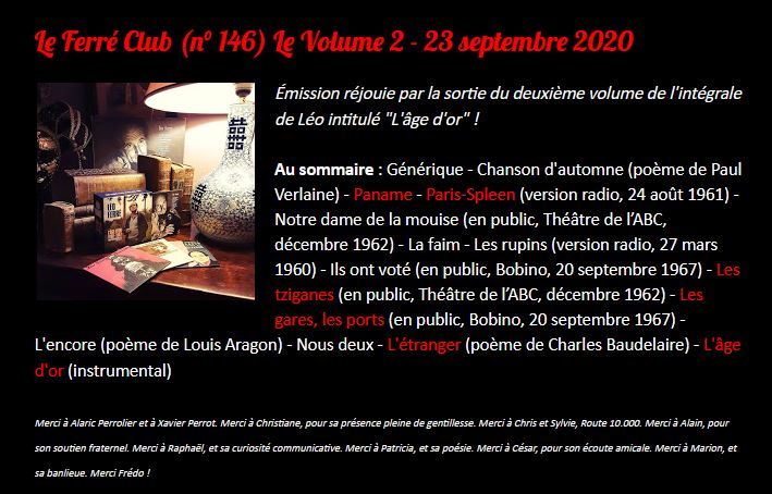 23/09/2020 LE FERRÉ CLUB 146 Intégrale volume 2 L'âge d'or 