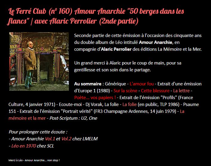  30/12/2020 Le Ferré Club Amour Anarchie avec Alaric Perrolier 2ème partie    