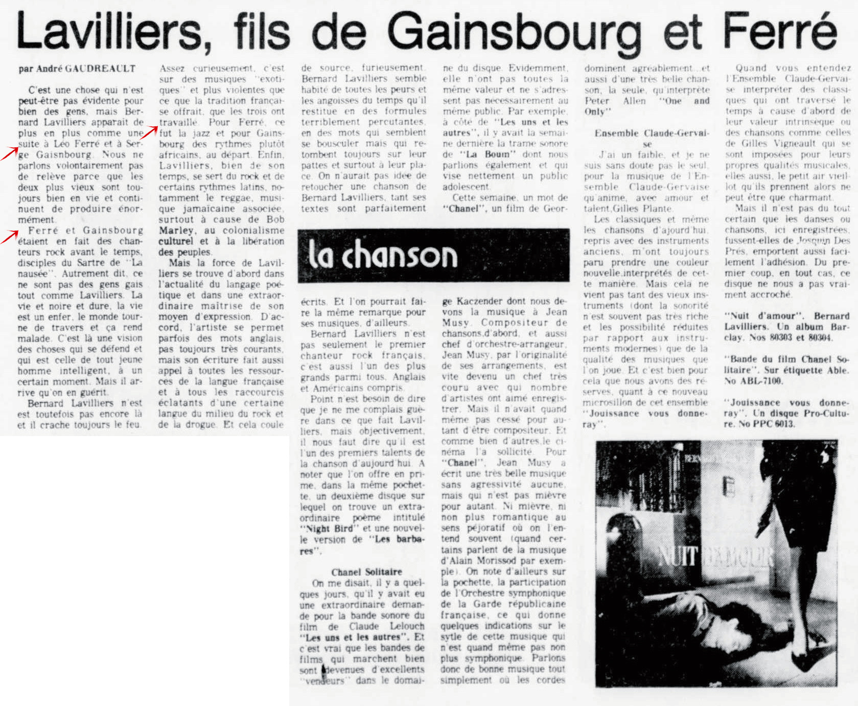 Léo Ferré - Le nouvelliste, 1920-, samedi 9 janvier 1982