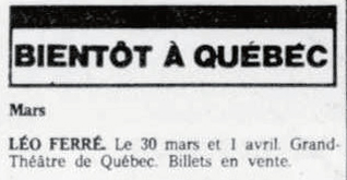 Léo Ferré - Le soleil, 1896- (Québec), 29 mars 1986, Cahier F