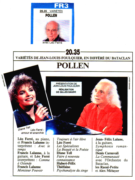 Léo Ferré - Télé 7 jours N°1348 du 02/04/1986