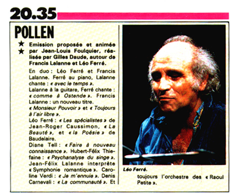 Léo Ferré - Télé K7 N°133 du 02/04/1986
