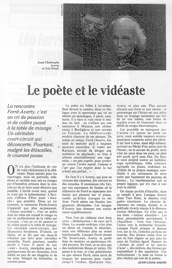Léo Ferré - Libération du 11/04/1990