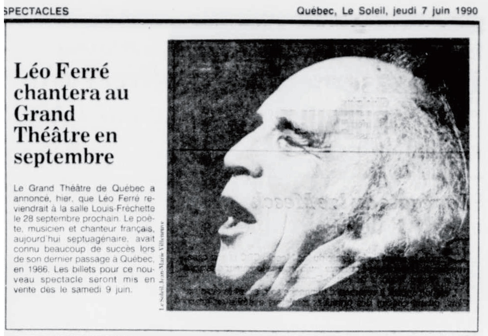 Léo Ferré - Le soleil, 1896- (Québec), 7 juin 1990, Cahier C