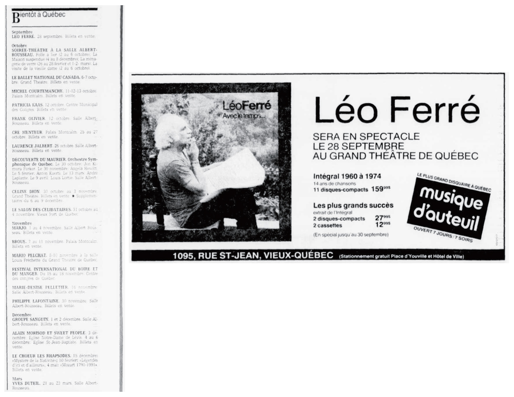 Léo Ferré - Le soleil, 1896- (Québec), 22 septembre 1990, Cahier D
