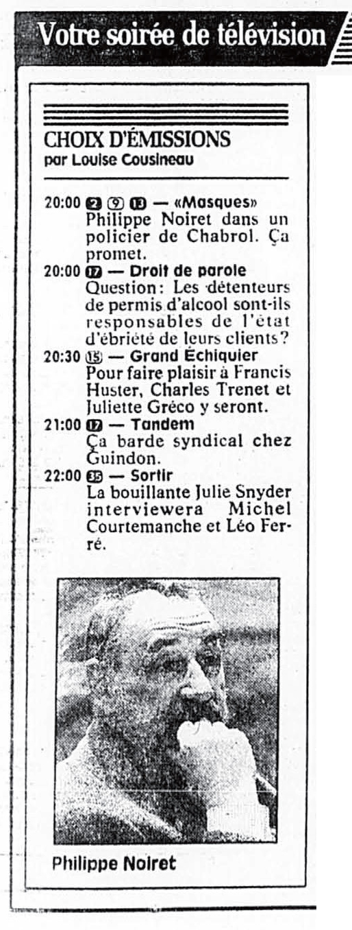 Léo Ferré - La Presse, 28 septembre 1990, C. Week-end