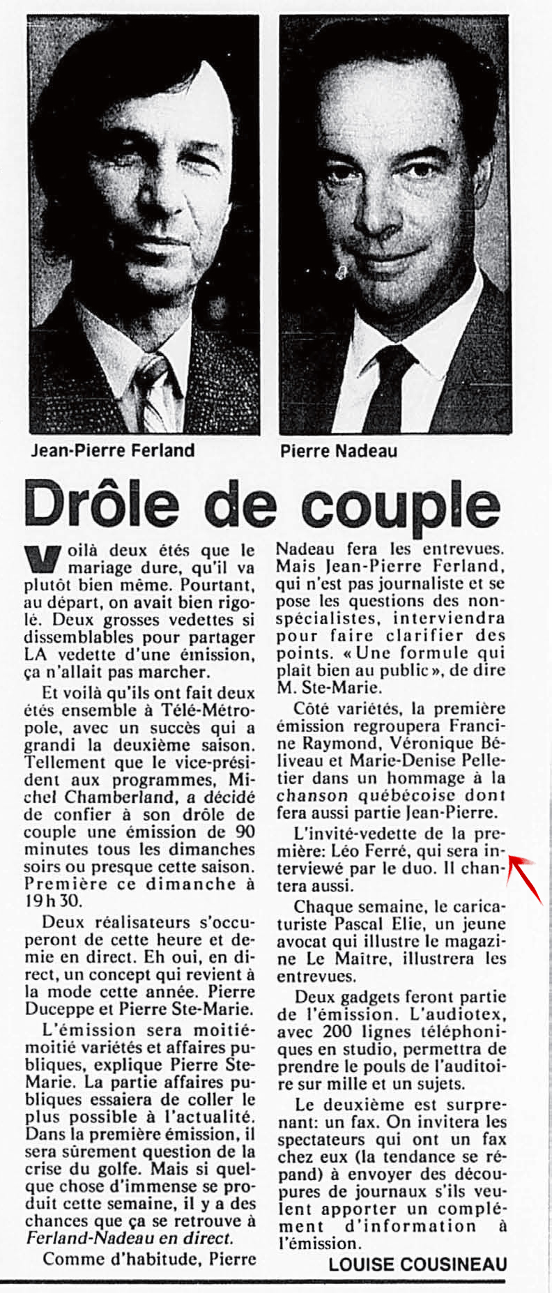 Léo Ferré - La Presse, 29 septembre 1990, Télé+