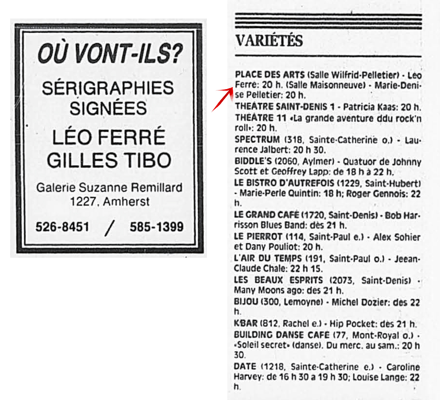Léo Ferré - La Presse, 4 octobre 1990, C. Design - Art de vivre