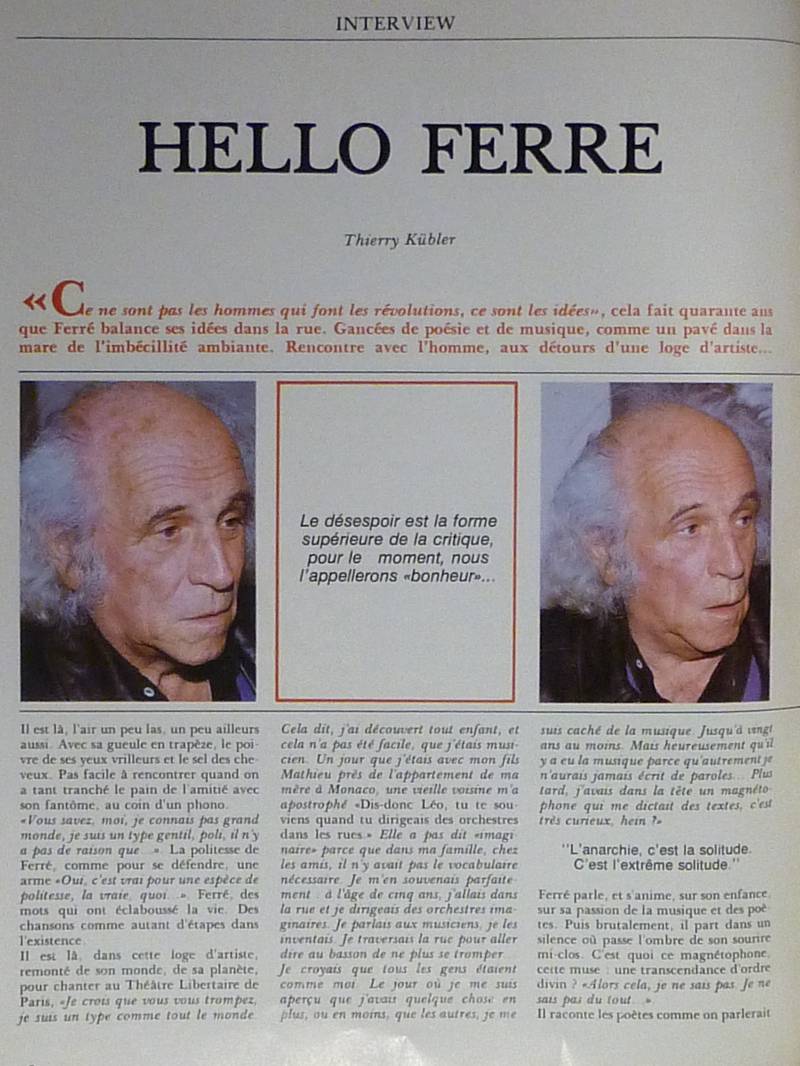 Léo Ferré - Le soleil, 1896- (Québec), 12 janvier 1989, Cahier C