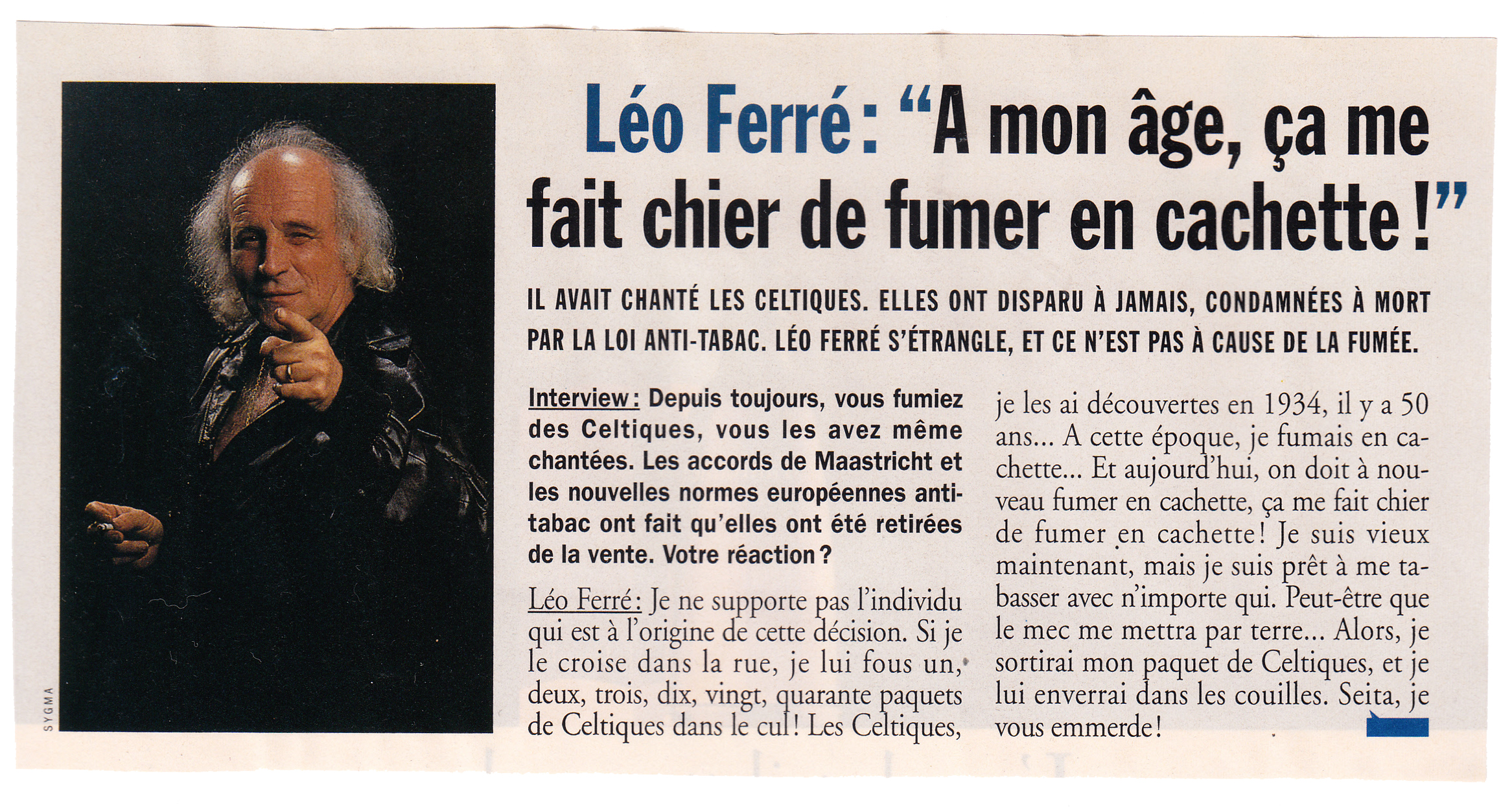 Léo Ferré - Interview N°1, bimensuel de Juillet/Août 1992