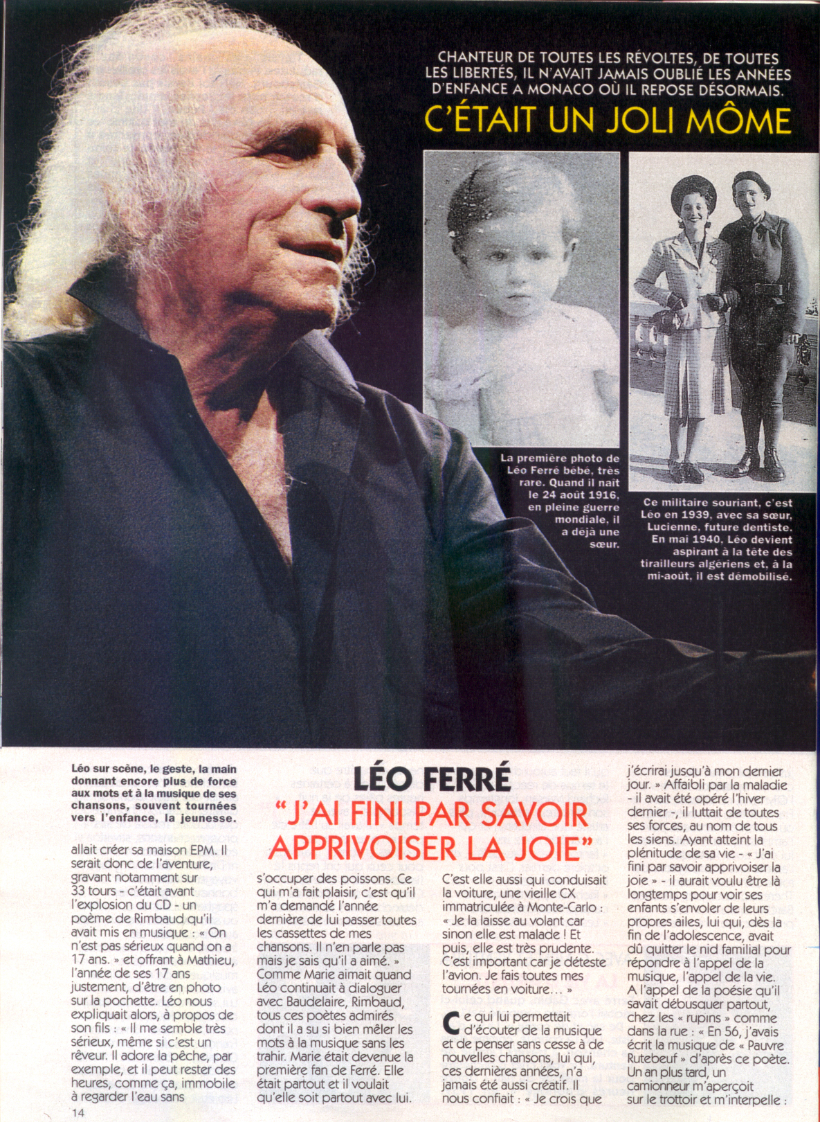 Léo Ferré - Télé 7 Jours N°1731 du 31/07 au 06/08/1993