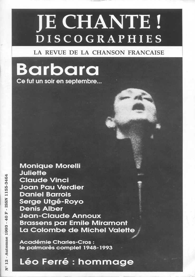 Léo Ferré - Je chante N°12, mensuel de Septembre 1993