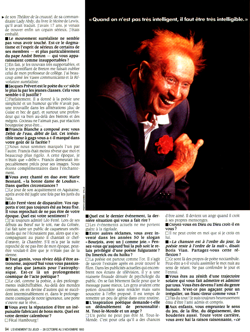 Léo Ferré - L'Événement du Jeudi du 28/10 au 03/11/1993